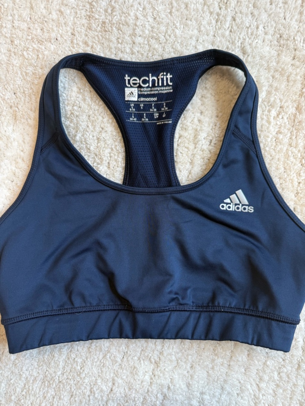 adidas Techfit Climalite Racerback Sports Bra in Navy